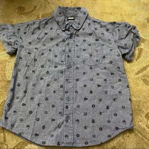 Star Wars button down blue grey shirt mini print